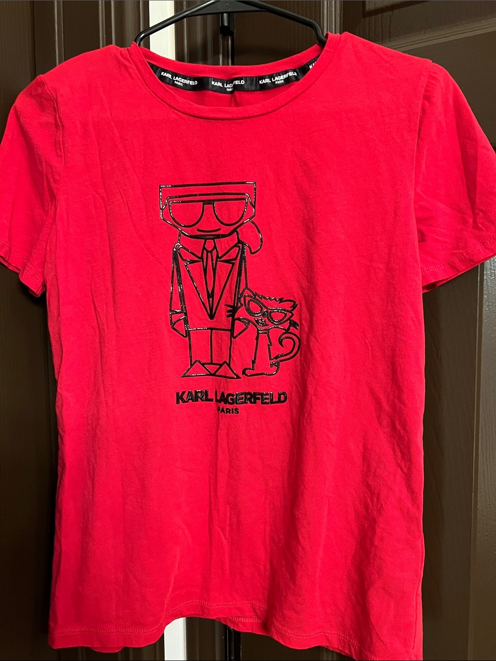 Karl Lagerfeld Red Tee with Black Graphic